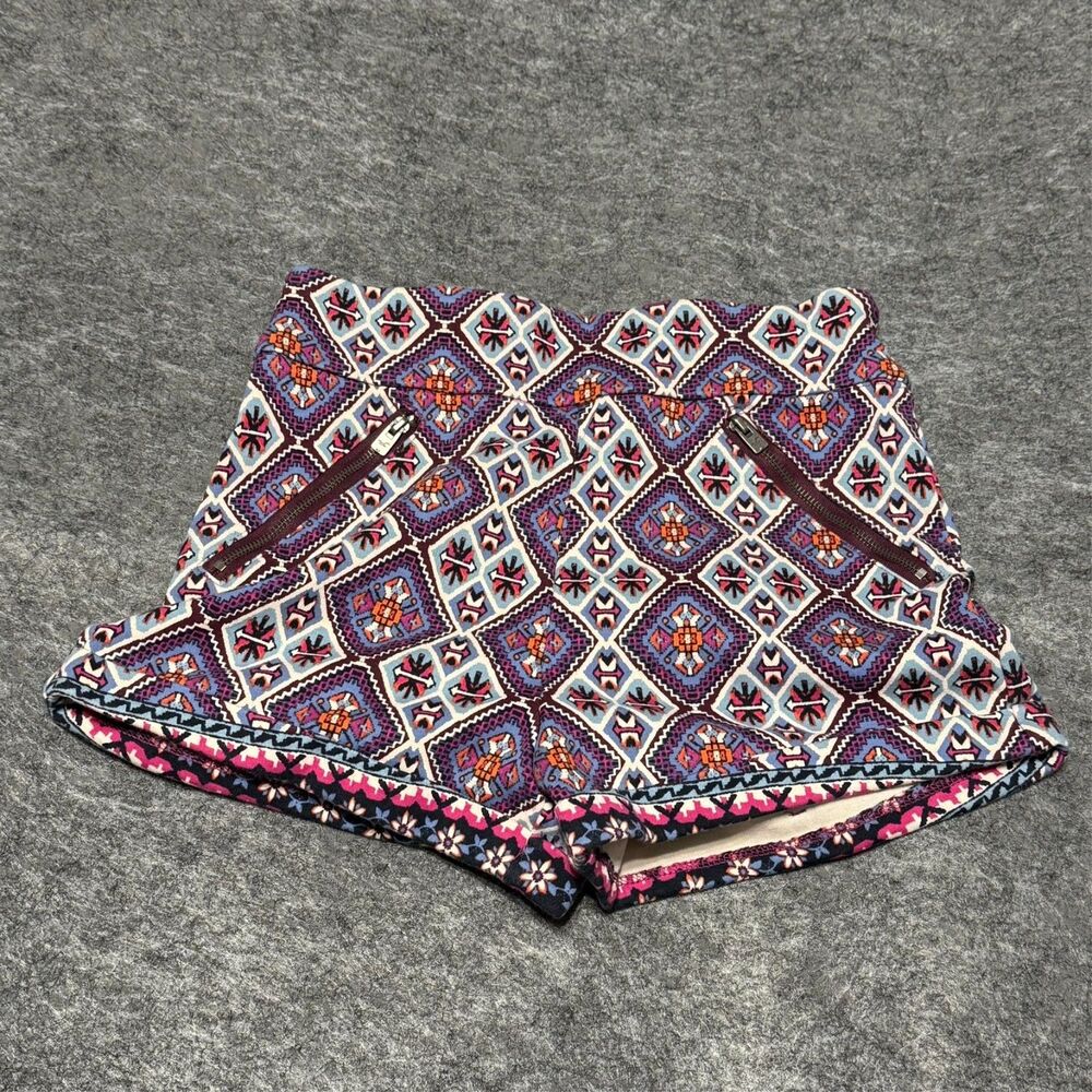 Hollister Womens High Waist Shorts Size S Multicolor Geometric Zip Pocket